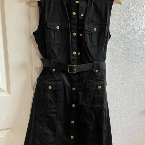 blue dress for baby girl Mini Dress with Gold Buttons Black – Studio South Clothing Co main image 0